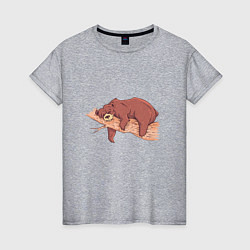 Женская футболка Ленивый Медведь на дереве Lazy Tree Bear