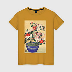 Женская футболка Blooming Azalea in Blue Pot Цветущая азалия