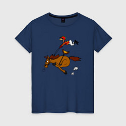 Женская футболка Скачки лошади с жокеем