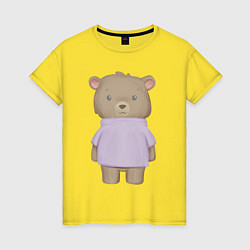 Женская футболка Милый Медвежонок В Кофте