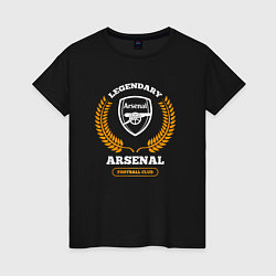 Женская футболка Лого Arsenal и надпись Legendary Football Club