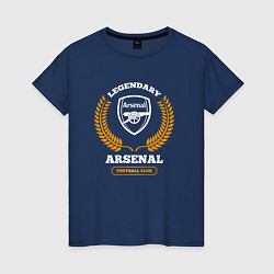 Женская футболка Лого Arsenal и надпись Legendary Football Club