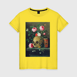 Женская футболка Vanitas Still Life Череп и цветы