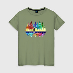Женская футболка Медведь и разноцветные горы