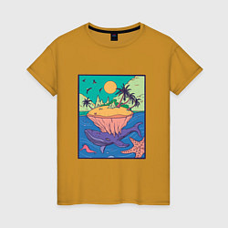 Женская футболка Тропический остров и Кит