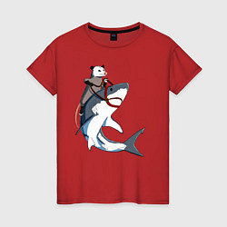 Женская футболка Опоссум верхом на акуле