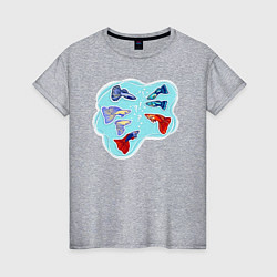 Женская футболка Разноцветные рыбки Подводный мир