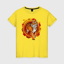 Женская футболка Тигр выходит из груди