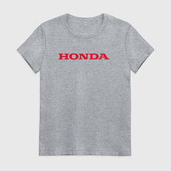 Футболка хлопковая женская HONDA ХОНДА LOGO спина, цвет: меланж