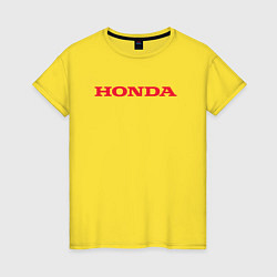 Футболка хлопковая женская HONDA ХОНДА LOGO спина, цвет: желтый