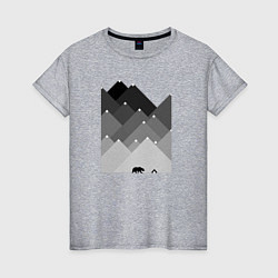 Женская футболка Медведь и треугольные горы