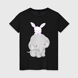 Женская футболка Милый Слонёнок и Крольчонок