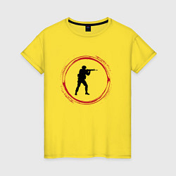 Женская футболка Символ Counter Strike и красная краска вокруг