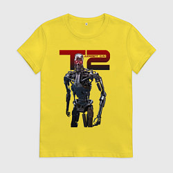 Футболка хлопковая женская Terminator 2 - T800, цвет: желтый