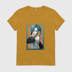 Футболка хлопковая женская Hatsune Miku Drain, цвет: горчичный