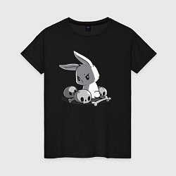 Женская футболка Кролик среди черепов A rabbit among skulls