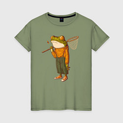 Женская футболка Летняя лягуха с сачком