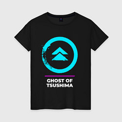Женская футболка Символ Ghost of Tsushima в неоновых цветах