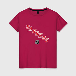 Футболка хлопковая женская New York Rangers NHL, цвет: маджента