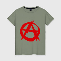Футболка хлопковая женская Символ анархии, цвет: авокадо
