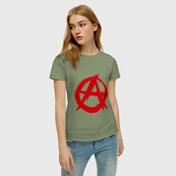 Футболка хлопковая женская Символ анархии, цвет: авокадо — фото 2