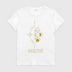 Футболка хлопковая женская Руническая вязь - Оккультизм, цвет: белый