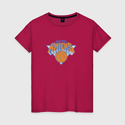 Футболка хлопковая женская Нью-Йорк Никс NBA, цвет: маджента