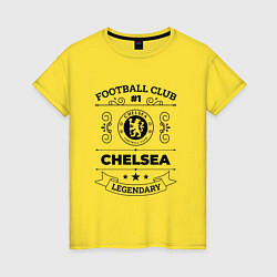 Футболка хлопковая женская Chelsea: Football Club Number 1 Legendary, цвет: желтый