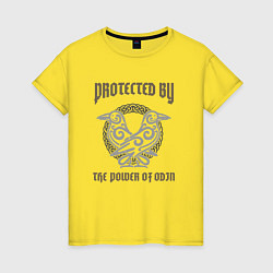 Женская футболка Protected by the power of Odin