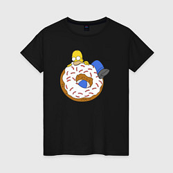 Женская футболка Большой пончик с глазурью принт Гомер