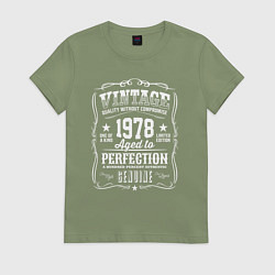 Футболка хлопковая женская Винтаж 1978 года, выдержанный до совершенства, цвет: авокадо