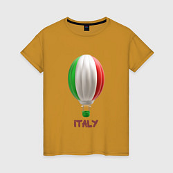Футболка хлопковая женская 3d aerostat Italy flag, цвет: горчичный