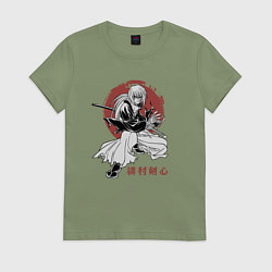 Футболка хлопковая женская Баттосай Кенси, цвет: авокадо