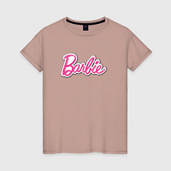 Футболка хлопковая женская Barbie logo, цвет: пыльно-розовый