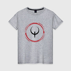 Женская футболка Символ Quake и красная краска вокруг