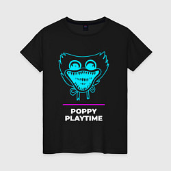 Женская футболка Символ Poppy Playtime в неоновых цветах