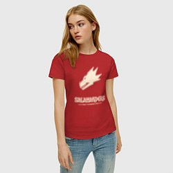Футболка хлопковая женская Саламандры лого винтаж, цвет: красный — фото 2