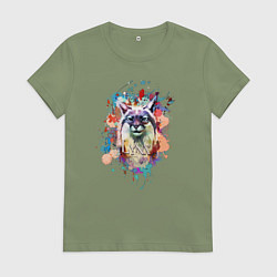 Футболка хлопковая женская Lynx - рысь, цвет: авокадо