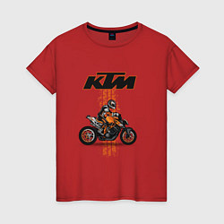 Футболка хлопковая женская KTM Moto theme, цвет: красный