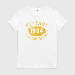 Футболка хлопковая женская Винтаж 1984 лимитированная серия, цвет: белый