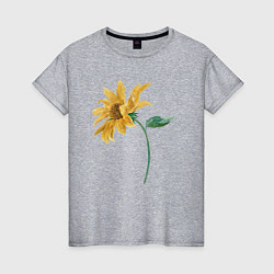 Женская футболка Branch With a Sunflower Подсолнух