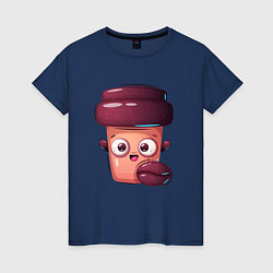 Женская футболка Довольный стакан с кофе