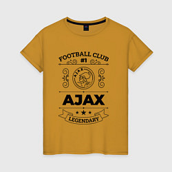 Футболка хлопковая женская Ajax: Football Club Number 1 Legendary, цвет: горчичный