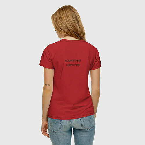Женская футболка Комнатный цветочек / Красный – фото 4