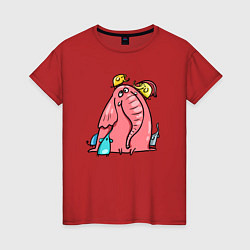 Женская футболка Розовая слоника со слонятами