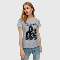 Футболка хлопковая женская Led Zeppelin Black, цвет: меланж — фото 2