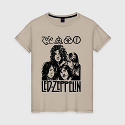 Футболка хлопковая женская Led Zeppelin Black, цвет: миндальный