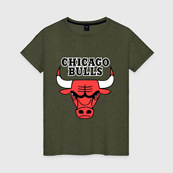 Футболка хлопковая женская Chicago Bulls, цвет: меланж-хаки