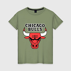 Футболка хлопковая женская Chicago Bulls, цвет: авокадо