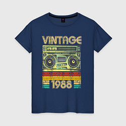 Женская футболка Винтаж 1988 аудиомагнитофон